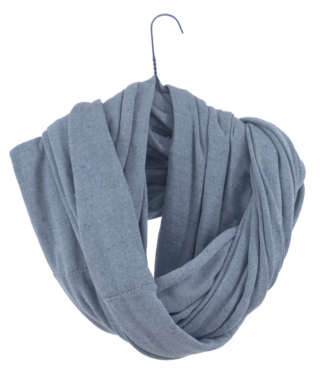 loop-scarf, shown cosily wraped